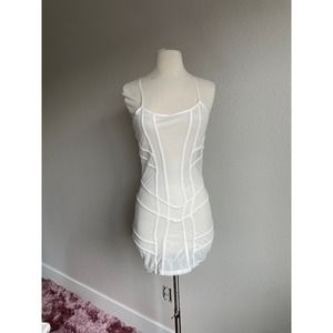 White Mesh Darker Wavs slip dress